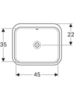 Geberit VariForm alulról beépíthető szögletes mosdó 53 cm, túlfolyóval 500.761.01.2