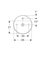 Geberit VariForm pultra ültethető mosdó, kerek, csaplyuk-peremmel, túlfolyó nélkül 500770012 (500.770.01.2)