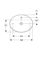 Geberit VariForm pultra ültethető mosdó, ovális, csaplyuk-peremmel, túlfolyó nélkül 500773012 (500.773.01.2)