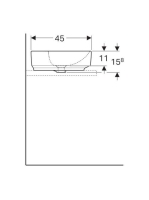 Geberit VariForm pultra ültethető mosdó, szögletes, csaplyuk-peremmel, túlfolyó nélkül 500781012 (500.781.01.2)