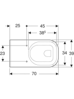 Geberit Selnova Comfort Square laposöblítésű fali WC 39x70 cm öblítőperemmel 500.792.01.7