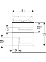 Geberit VariForm alsó szekrény pultra ültethető mosdóhoz 120x51 cm, 3 fiókkal, pakolófelülettel, magasfényű fehér 501.183.00.1