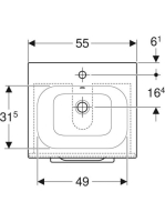 Geberit Selnova Square 2 fiókos mosdószekrény 55 cm, keskeny peremű mosdóval, matt láva 501.233.00.1