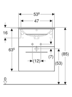 Geberit Selnova Square 2 fiókos mosdószekrény 55 cm, keskeny peremű mosdóval, matt láva 501.233.00.1