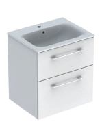 Geberit Selnova Square 2 fiókos mosdószekrény 60 cm, keskeny peremű mosdóval, magasfényű fehér 501.236.00.1