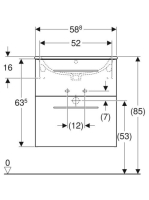 Geberit Selnova Square 2 fiókos mosdószekrény 60 cm, keskeny peremű mosdóval, matt láva 501.237.00.1