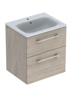 Geberit Selnova Square 2 fiókos mosdószekrény 60 cm, keskeny peremű mosdóval, világos hikoridió 501.239.00.1