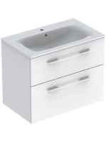 Geberit Selnova Square 2 fiókos mosdószekrény 80 cm, keskeny peremű mosdóval, magasfényű fehér 501.240.00.1