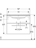 Geberit Selnova Square 2 fiókos mosdószekrény 80 cm, keskeny peremű mosdóval, matt láva 501.241.00.1
