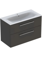 Geberit Selnova Square 2 fiókos mosdószekrény 100 cm, keskeny peremű mosdóval, matt láva 501.245.00.1