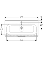 Geberit Selnova Square 2 fiókos mosdószekrény 100 cm, keskeny peremű mosdóval, hikoridió 501.246.00.1