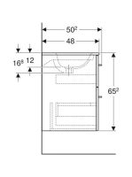 Geberit Selnova Square 2 fiókos mosdószekrény 100 cm, keskeny peremű mosdóval, hikoridió 501.246.00.1