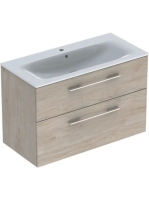 Geberit Selnova Square 2 fiókos mosdószekrény 100 cm, keskeny peremű mosdóval, világos hikoridió 501.247.00.1