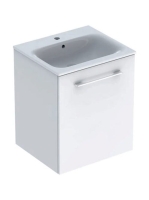 Geberit Selnova Square 1 ajtós mosdószekrény 55 cm keskeny peremű mosdóval, magasfényű fehér 501.248.00.1