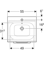 Geberit Selnova Square 1 ajtós mosdószekrény 55 cm keskeny peremű mosdóval, magasfényű fehér 501.248.00.1