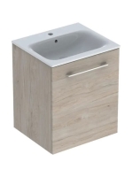 Geberit Selnova Square 1 ajtós mosdószekrény 55 cm, keskeny peremű mosdóval, világos hikoridió 501.251.00.1