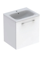 Geberit Selnova Square 1 ajtós mosdószekrény 60 cm keskeny peremű mosdóval, magasfényű fehér 501.252.00.1