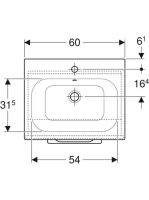 Geberit Selnova Square 1 ajtós mosdószekrény 60 cm keskeny peremű mosdóval, matt láva 501.253.00.1