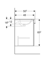 Geberit Selnova Square 1 ajtós mosdószekrény 60 cm keskeny peremű mosdóval, matt láva 501.253.00.1