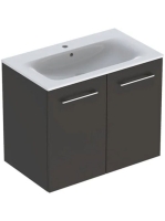 Geberit Selnova Square 2 ajtós mosdószekrény 80 cm, keskeny peremű mosdóval, matt láva 501.257.00.1