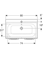 Geberit Selnova Square 2 ajtós mosdószekrény 80 cm, keskeny peremű mosdóval, matt láva 501.257.00.1