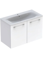 Geberit Selnova Square 2 ajtós mosdószekrény 100 cm, keskeny peremű mosdóval, magasfényű fehér 501.260.00.1