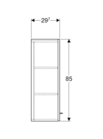Geberit Selnova Square 1 ajtós középmagas szekrény 33x85 cm, matt láva 501.277.00.1