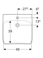 Geberit Selnova Comfort akadálymentes kerámia mosdó 55x55 cm túlfolyóval, fehér 501.461.00.7