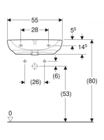 Geberit Selnova Comfort akadálymentes kerámia mosdó 55x55 cm túlfolyóval, fehér 501.461.00.7