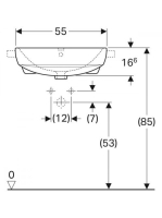 Geberit Selnova Square félig beépíthető 55x45 kerámia mosdó túlfolyóval, fehér 501.467.00.7