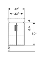 Geberit Selnova Compact 2 ajtós alsó szekrény sarok mosdóhoz 42,5x33 cm, világosszürke 501.483.00.1