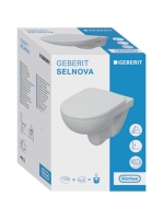 Geberit Selnova Rimfree mélyöblítésű fali WC csésze 35,5x53 cm, Duroplast ülőkével, fehér 501.751.00.1
