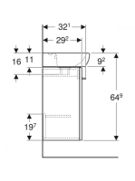 Geberit Selnova Square 1 ajtós 45x35x64,9 cm mosdószekrény kézmosóval, matt láva 502.747.00.1