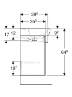 Geberit Selnova Square 1 ajtós 50x42x64,9 cm mosdószekrény kézmosóval, világos hikoridió 502.753.00.1