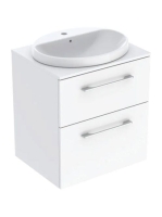 Geberit Selnova Square Set mosdószekrény mosdóval 59x70 cm, két fiókkal, fényes fehér 502.868.00.1