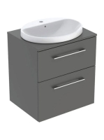 Geberit Selnova Square Set mosdószekrény mosdóval 59x70 cm, két fiókkal, matt láva 502.869.00.1