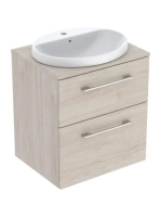 Geberit Selnova Square Set mosdószekrény mosdóval 59x70 cm, két fiókkal, világos hikoridió 502.871.00.1