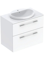 Geberit Selnova Square Set mosdószekrény mosdóval 79x70 cm, két fiókkal, fényes fehér 502.872.00.1