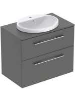 Geberit Selnova Square Set mosdószekrény mosdóval 79x70 cm, két fiókkal, matt láva 502.873.00.1