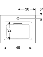 Geberit ONE mosdó hátsó lefolyóval túlfolyó nélkül 60x48 cm, KeraTect, fényes fehér 505.002.00.1