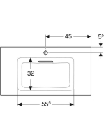 Geberit ONE mosdó hátsó lefolyóval túlfolyó nélkül 90x48 cm, KeraTect, fényes fehér 505.006.00.1