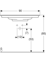 Geberit ONE mosdó hátsó lefolyóval túlfolyó nélkül 90x48 cm, KeraTect, fényes fehér 505.006.00.1