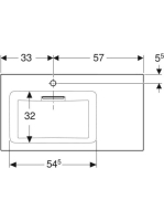 Geberit ONE balos mosdó hátsó lefolyóval 90x48 cm, KeraTect, túlfolyó nélkül, fényes fehér 505.007.00.1