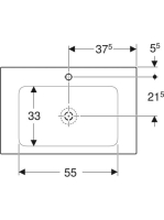 Geberit One beépíthető mosdó 75x48 cm csaplyukkal, túlfolyó nélkül, KeraTect felület bevonattal 505.010.01.2