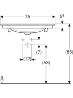 Geberit One beépíthető mosdó 75x48 cm csaplyukkal, túlfolyó nélkül, KeraTect felület bevonattal 505.010.01.2