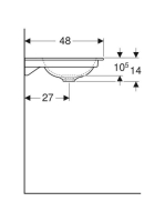 Geberit One beépíthető mosdó 75x48 cm csaplyukkal, túlfolyó nélkül, KeraTect felület bevonattal 505.010.01.2