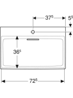 Geberit One mosdó hátsó lefolyóval 75x48 cm csaplyukkal és túlfolyó nélkül, KeraTect, fehér 505.036.00.1