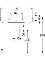 Geberit One mosdó hátsó lefolyóval 75x48 cm csaplyukkal és túlfolyó nélkül, KeraTect, fehér 505.036.00.1