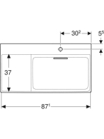 Geberit One jobbos mosdó hátsó lefolyóval 90x48 cm, KeraTect, túlfolyó nélkül, fehér 505.043.00.1