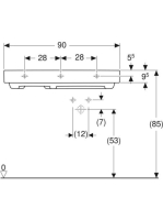 Geberit One jobbos mosdó hátsó lefolyóval 90x48 cm, KeraTect, túlfolyó nélkül, fehér 505.043.00.1